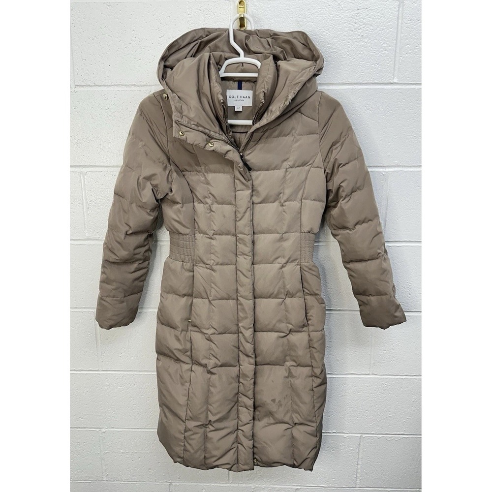 Cole Haan Hooded Quilted Puffer Coat Cashew / Women's‎ Small